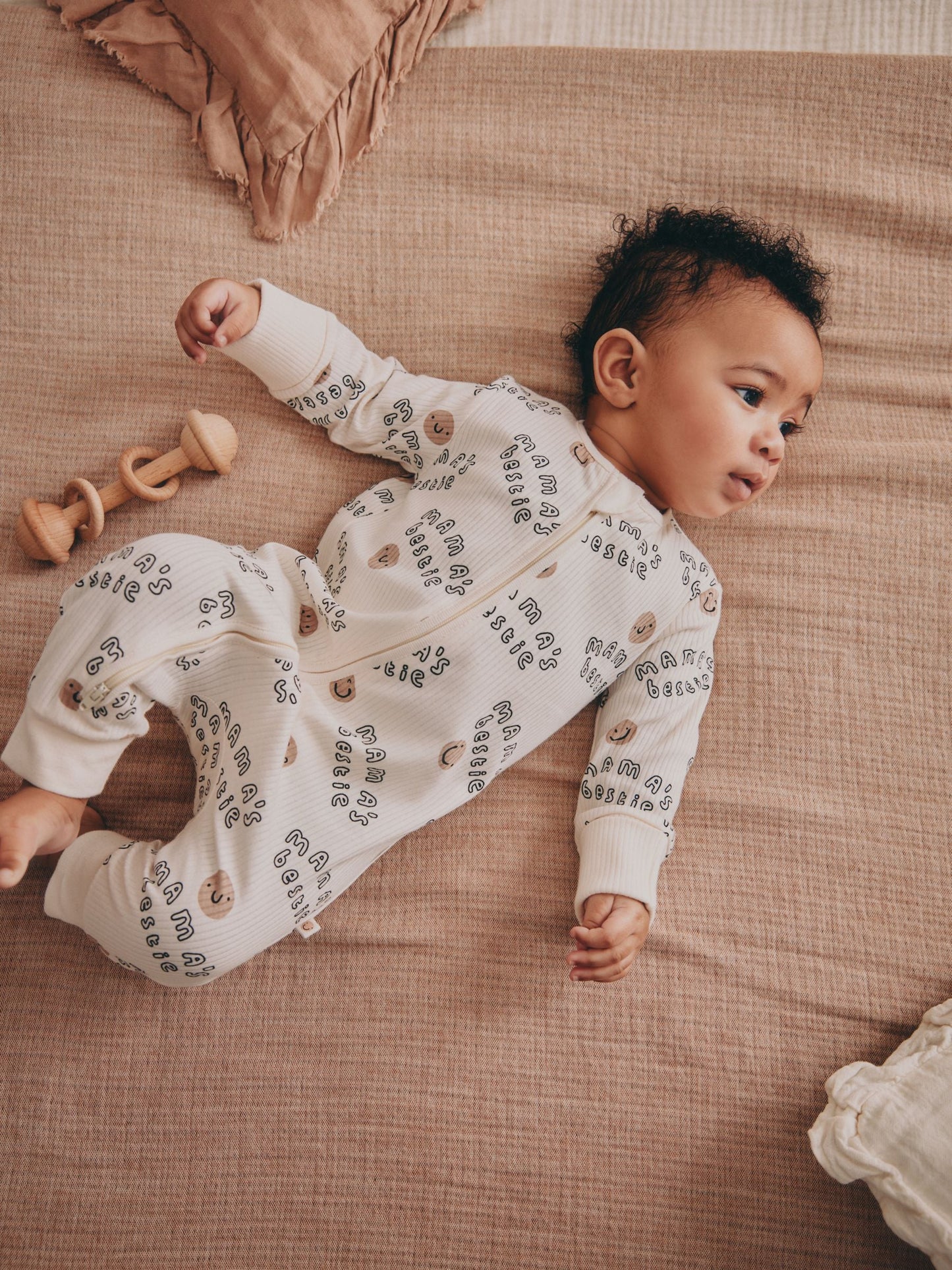 Cream Family Two Way Zip Footless Baby Sleepsuit (0-18mths) image 1