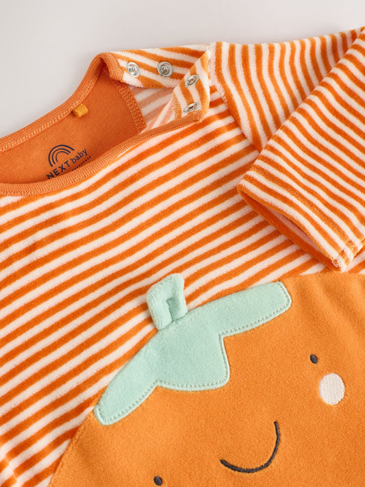 Orange Halloween Velour Pumpkin Dress Up Baby Sleepsuit (0mths-2yrs) image 3