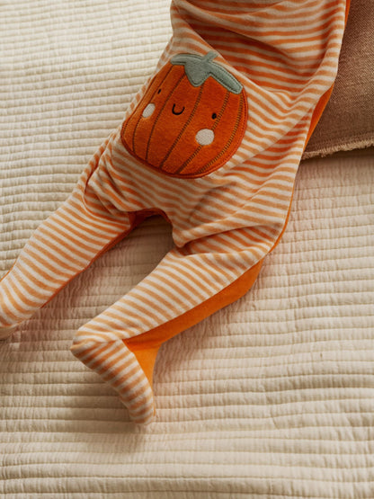 Orange Halloween Velour Pumpkin Dress Up Baby Sleepsuit (0mths-2yrs)