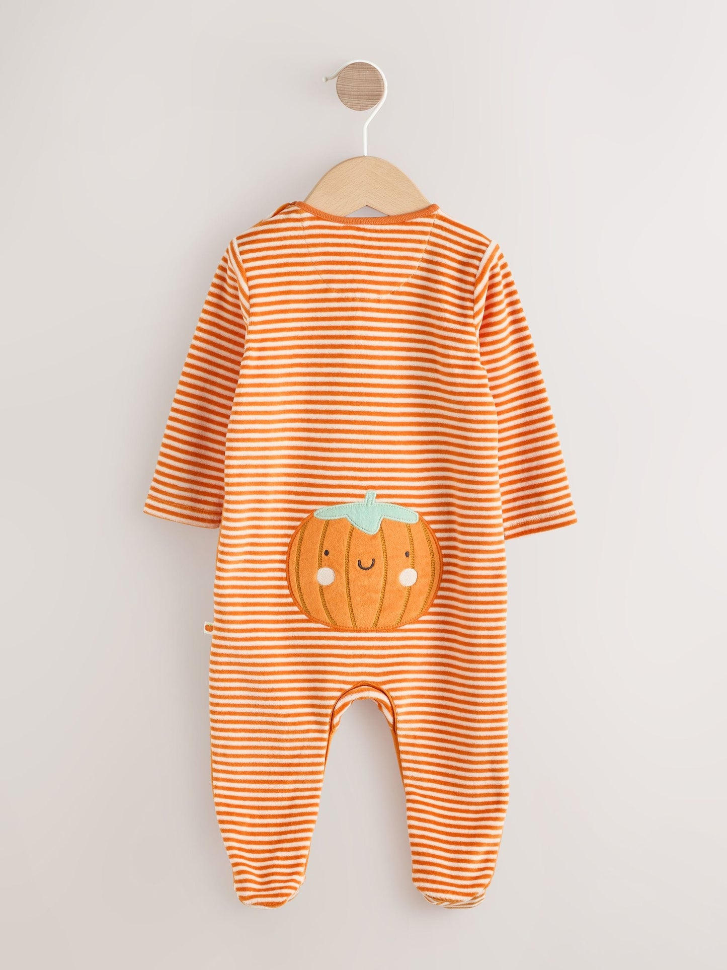 Orange Halloween Velour Pumpkin Dress Up Baby Sleepsuit (0mths-2yrs)
