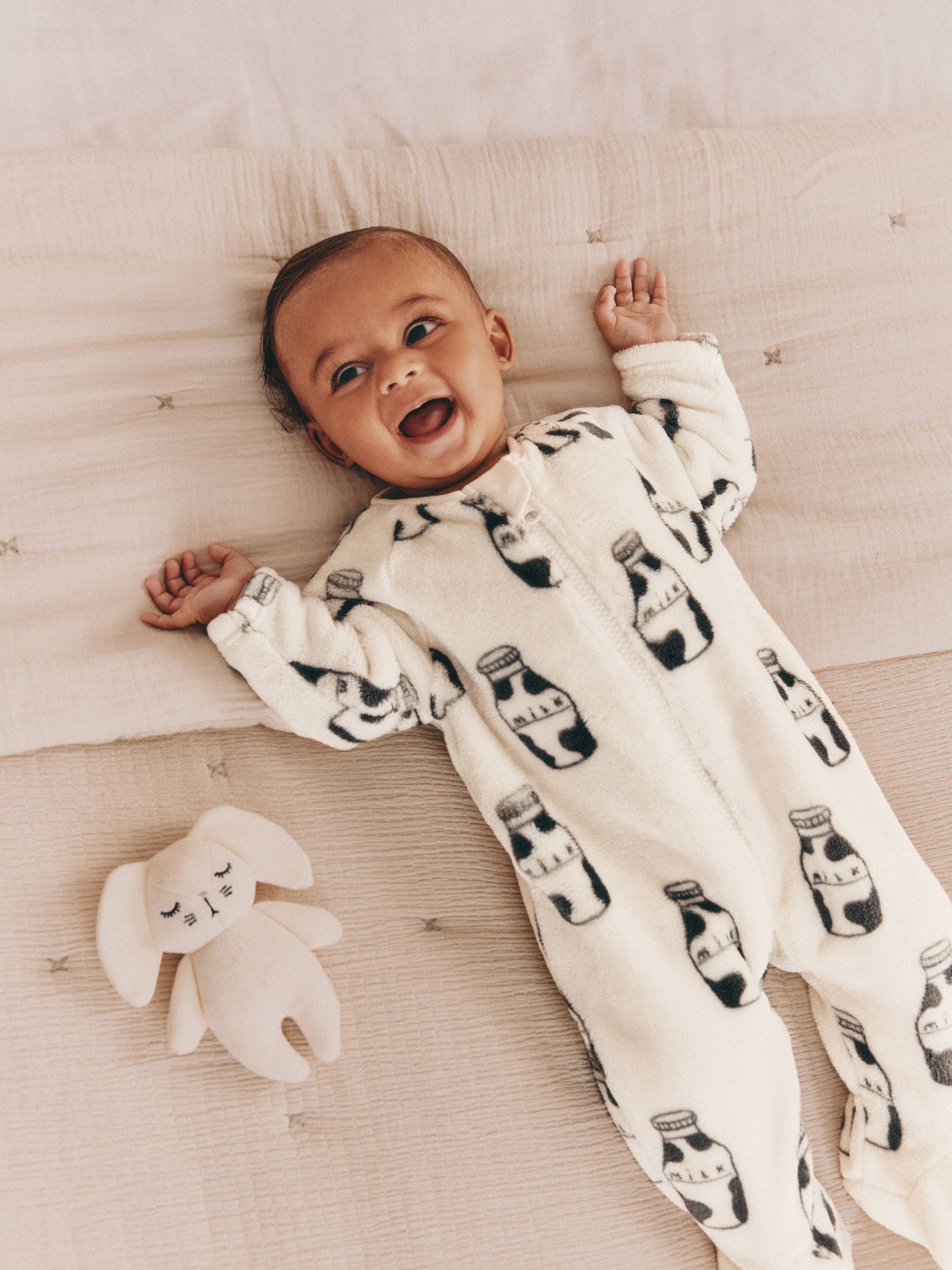 White Fleece Baby Sleepsuit