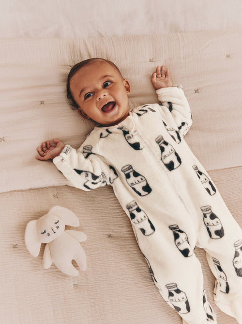 White Fleece Baby Sleepsuit image 1
