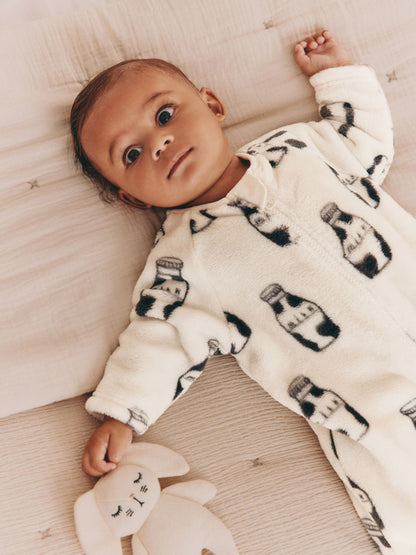 White Fleece Baby Sleepsuit