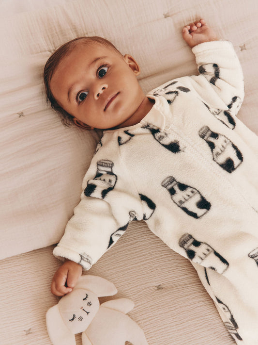 White Fleece Baby Sleepsuit image 3