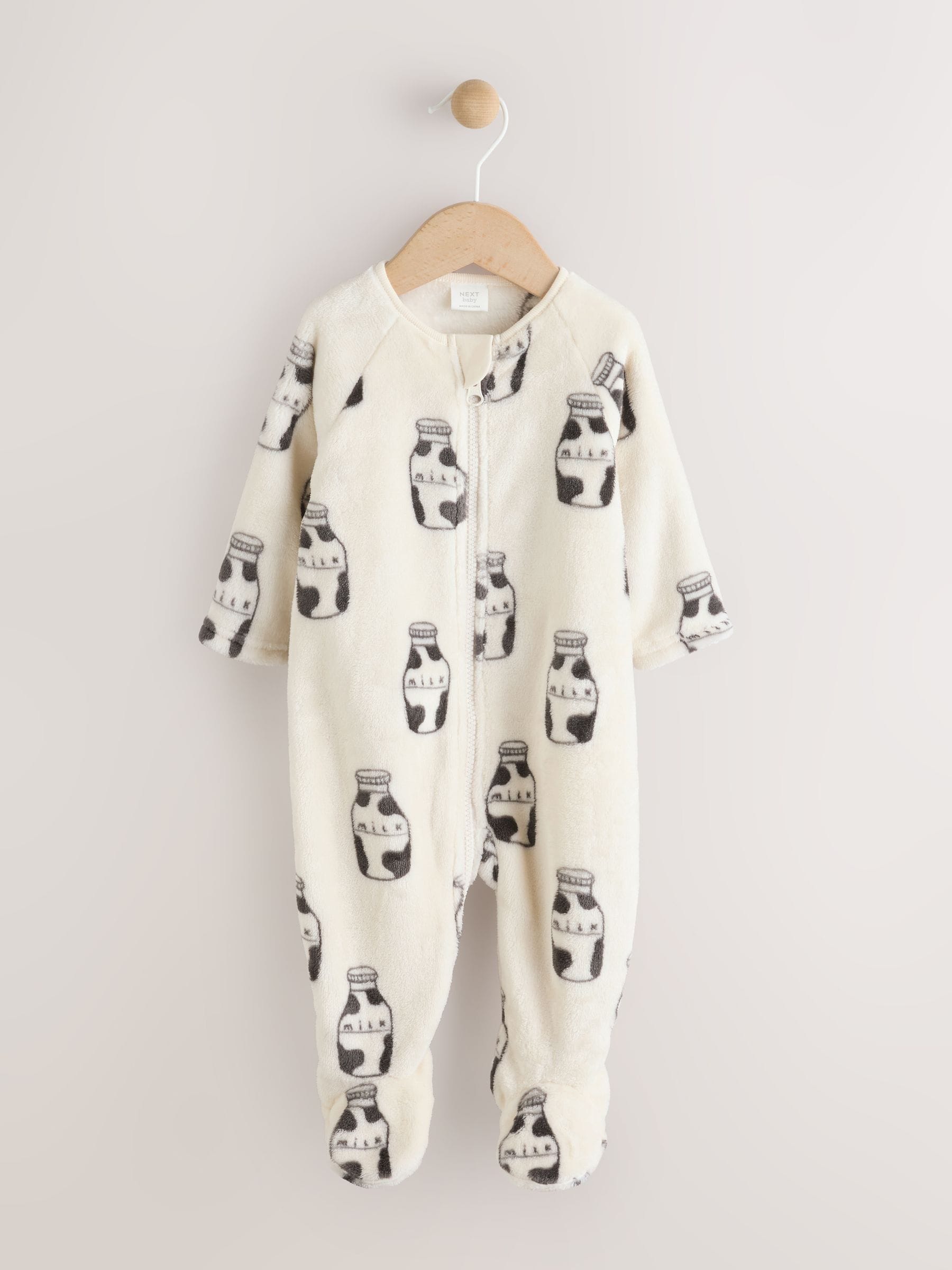 White Fleece Baby Sleepsuit image 3