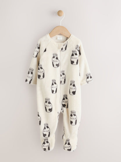 White Fleece Baby Sleepsuit image 3