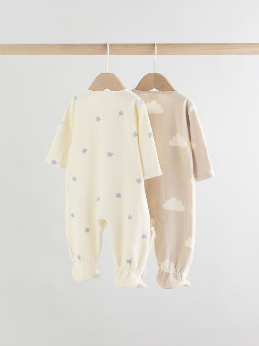 Neutral Baby Micro Fleece Two Way Zip Sleepsuits 2 Pack