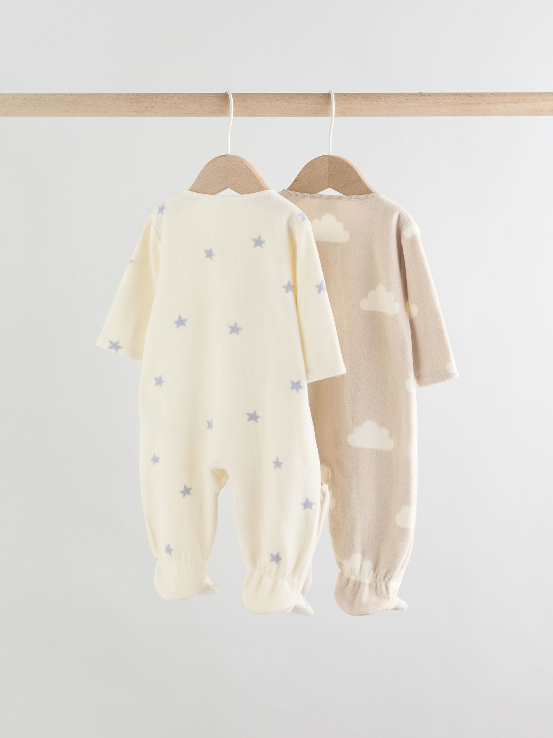 Neutral Baby Micro Fleece Two Way Zip Sleepsuits 2 Pack image 2