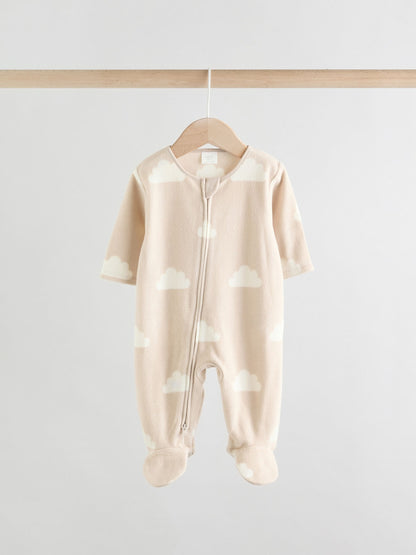 Neutral Baby Micro Fleece Two Way Zip Sleepsuits 2 Pack