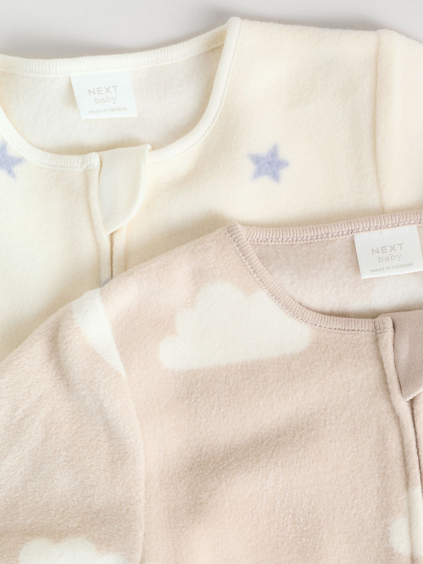 Neutral Baby Micro Fleece Two Way Zip Sleepsuits 2 Pack