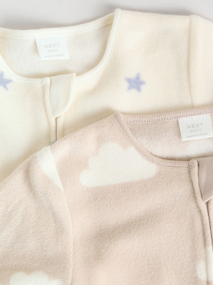 Neutral Baby Micro Fleece Two Way Zip Sleepsuits 2 Pack