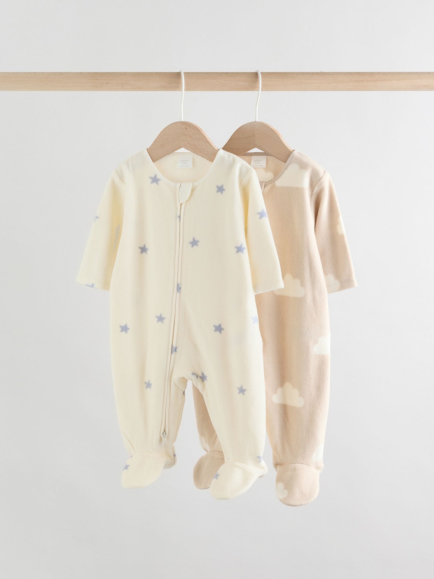 Neutral Baby Micro Fleece Two Way Zip Sleepsuits 2 Pack image 1