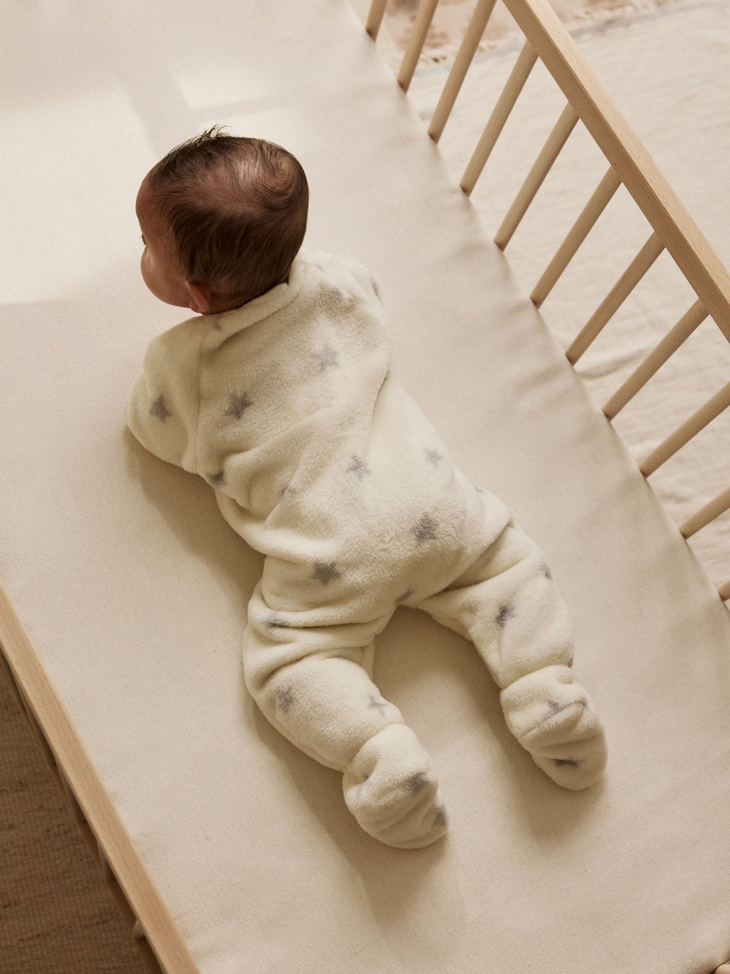 Grey Star Fleece Baby Sleepsuit image 2