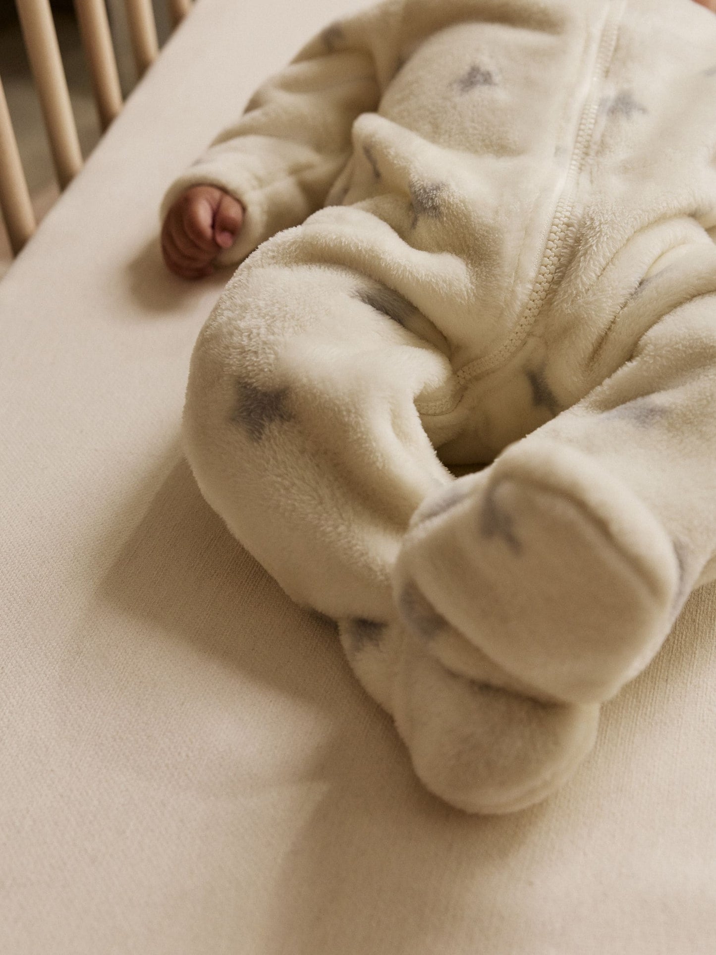 Grey Star Fleece Baby Sleepsuit