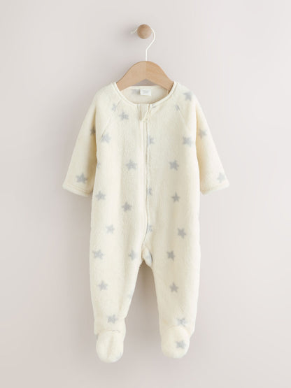 Grey Star Fleece Baby Sleepsuit