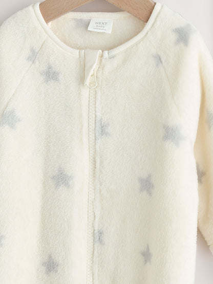 Grey Star Fleece Baby Sleepsuit