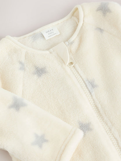 Grey Star Fleece Baby Sleepsuit