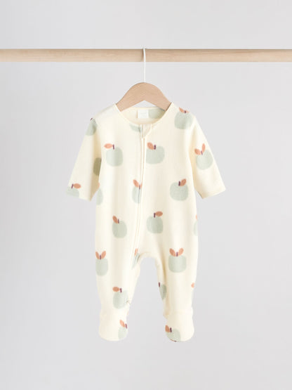 Sage Green Baby Micro Fleece Two Way Zip Sleepsuits 2 Pack