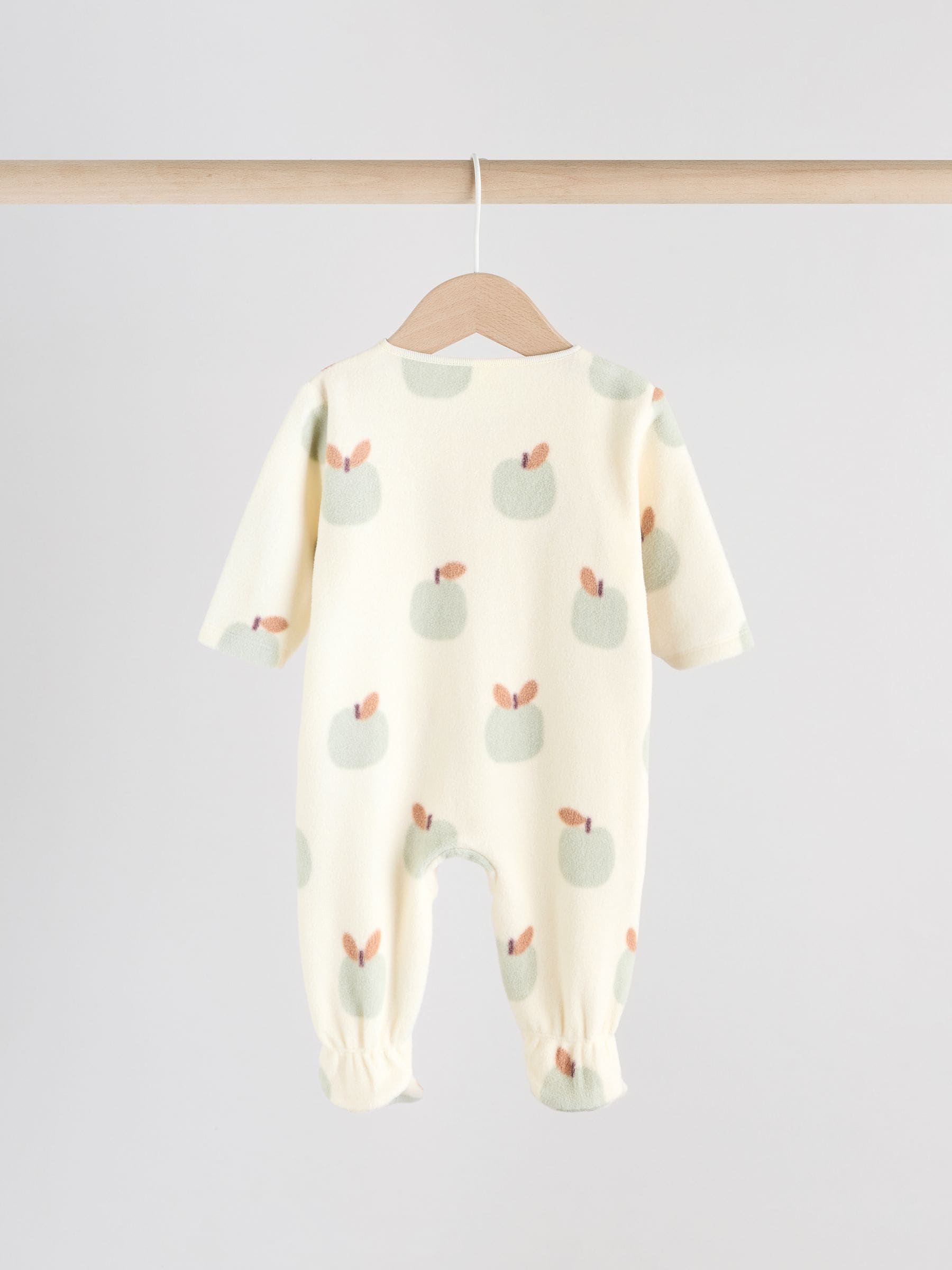 Sage Green Apple Baby Micro Fleece Two Way Zip Sleepsuits 2 Pack image 4