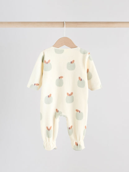 Sage Green Apple Baby Micro Fleece Two Way Zip Sleepsuits 2 Pack image 4