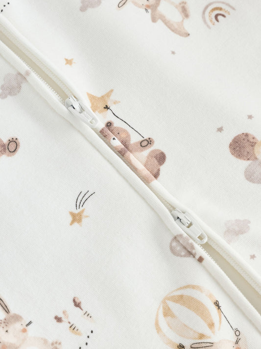 Cream Baby Two Way Zip Fleece Lined Sleepsuit image 3