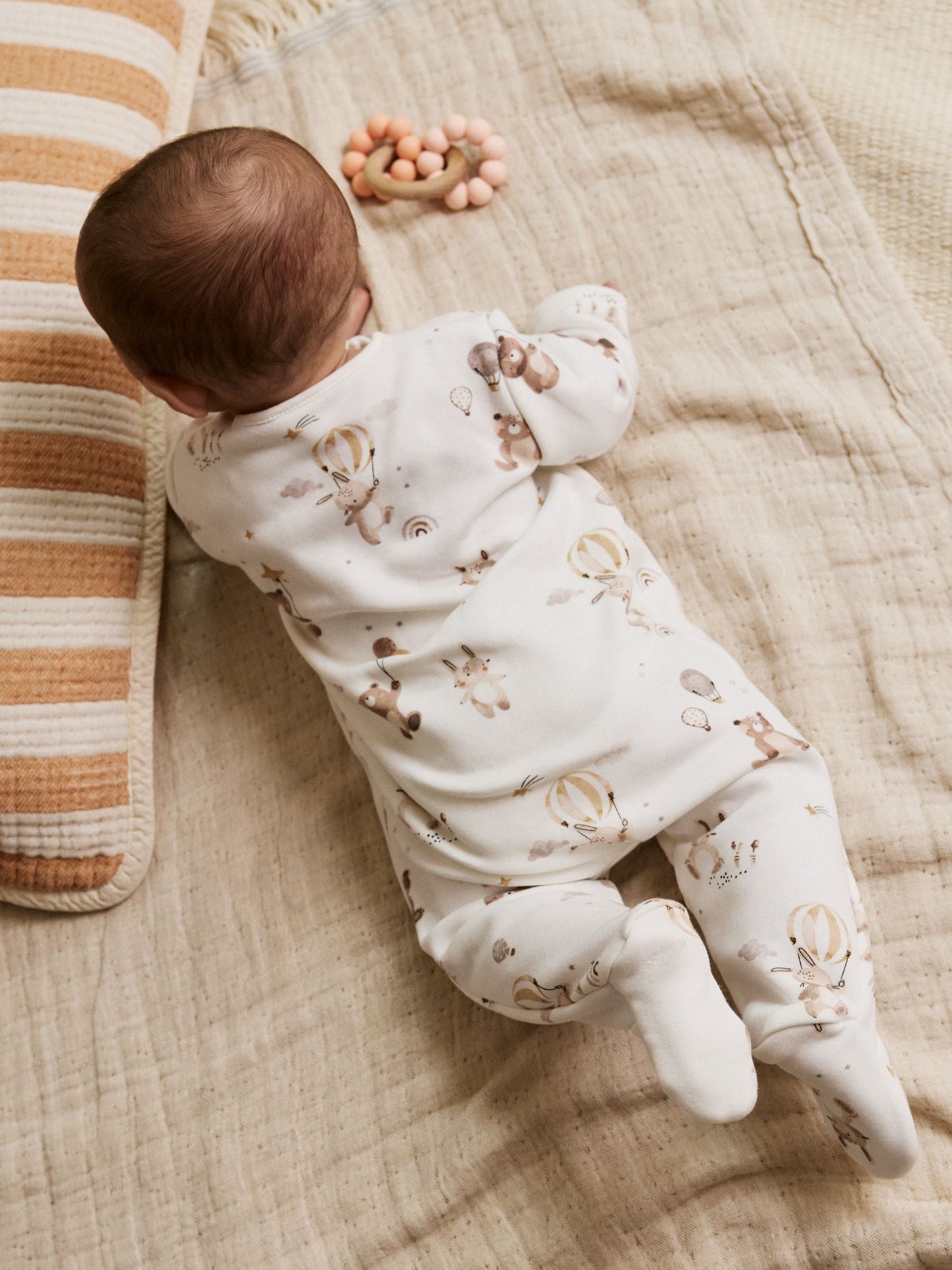 Cream Baby Two Way Zip Fleece Lined Sleepsuit