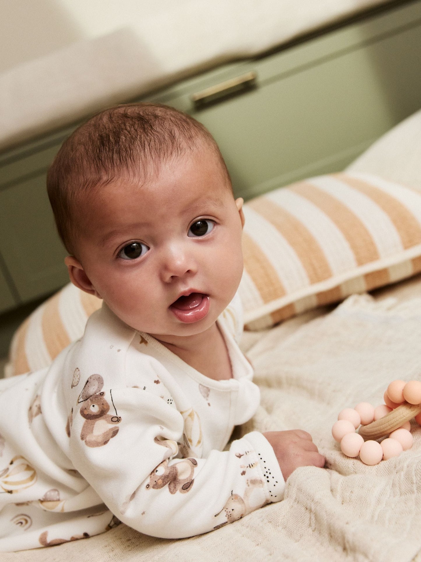 Cream Baby Two Way Zip Fleece Lined Sleepsuit