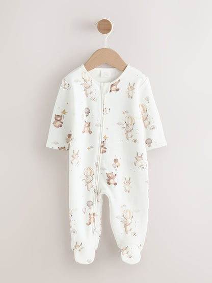 Cream Baby Two Way Zip Fleece Lined Sleepsuit