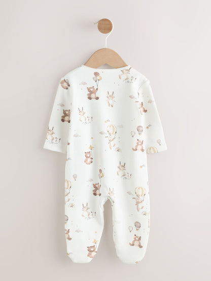 Cream Baby Two Way Zip Fleece Lined Sleepsuit