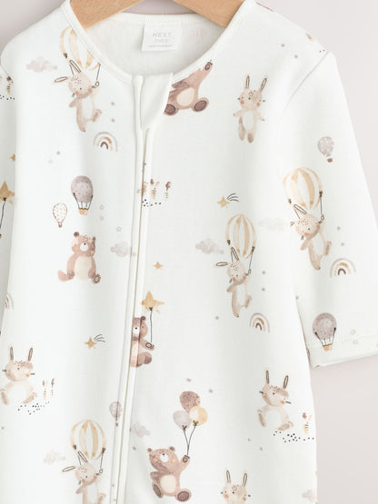 Cream Baby Two Way Zip Fleece Lined Sleepsuit