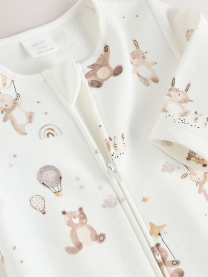 Cream Baby Two Way Zip Fleece Lined Sleepsuit