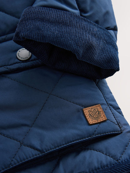 Navy Borg Lined Quilted Coat (3mths-7yrs)
