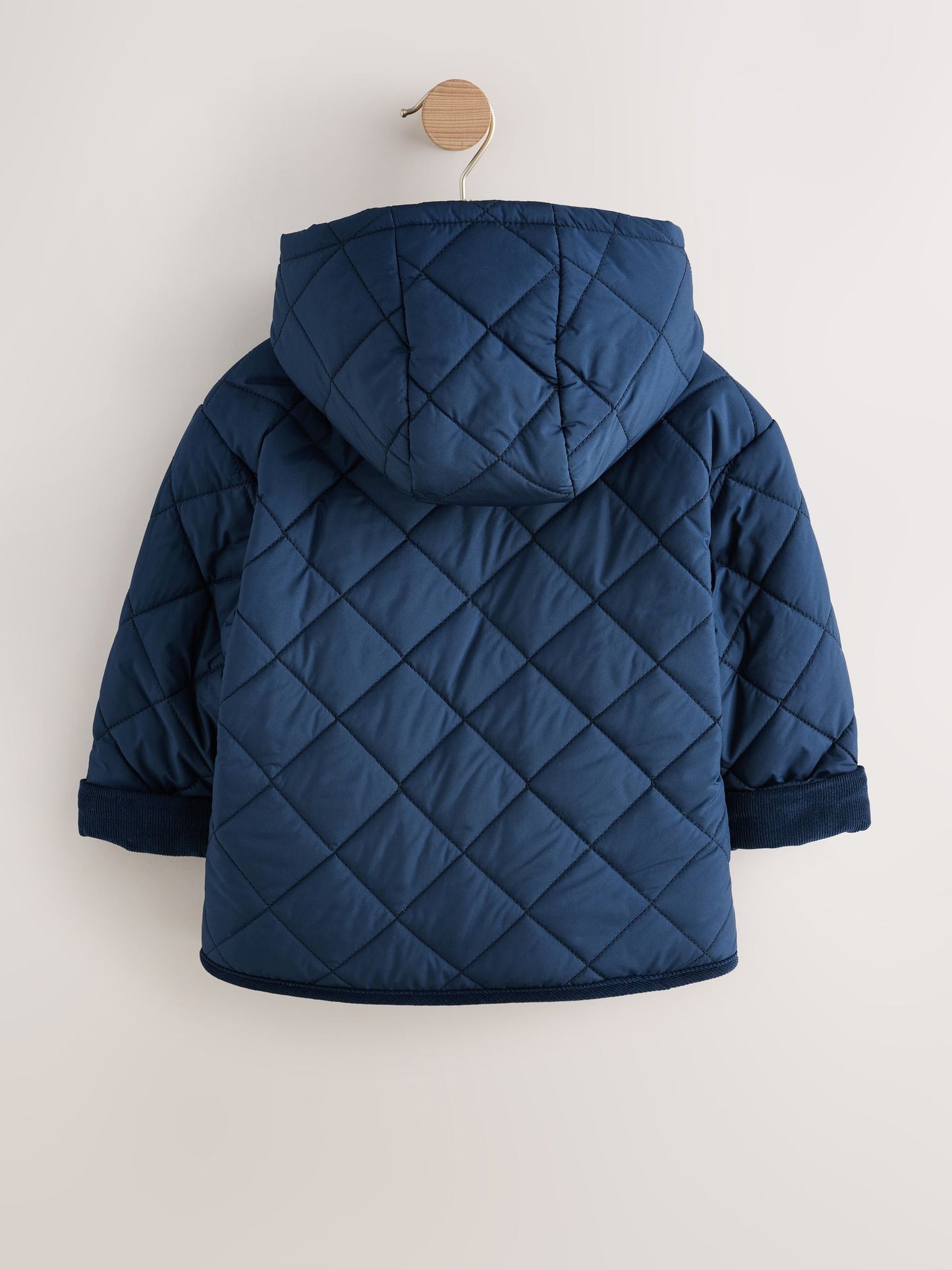 Navy Borg Lined Quilted Coat (3mths-7yrs)