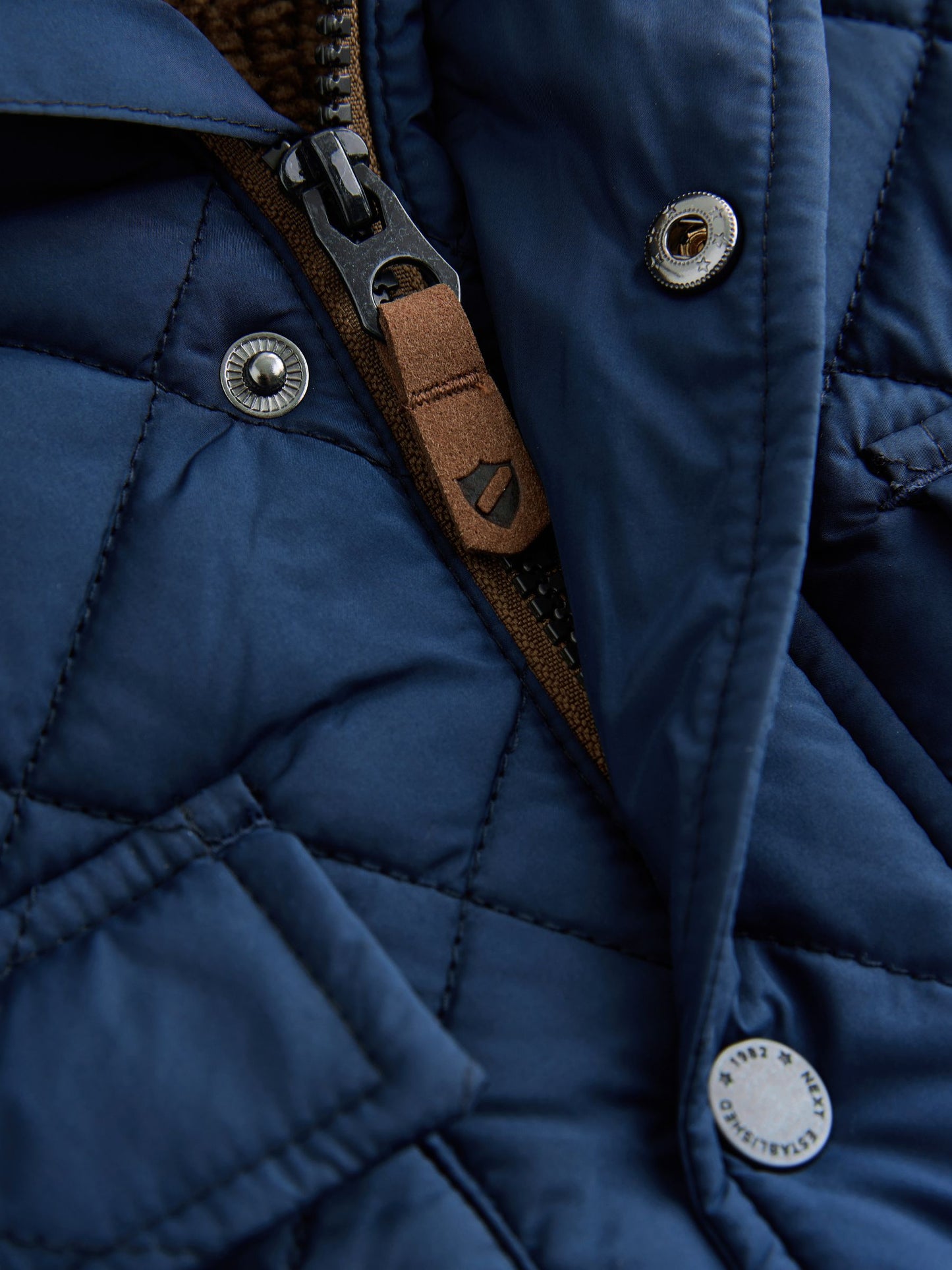 Navy Borg Lined Quilted Coat (3mths-7yrs)