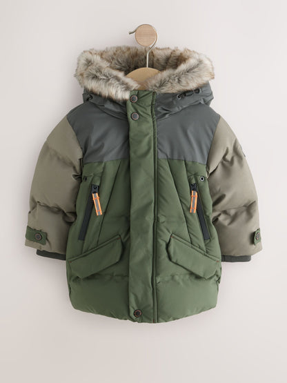 Green Waterproof Warm Padded Coat (12mths-10yrs)
