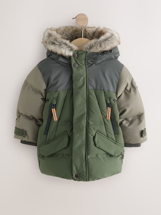 Green Waterproof Warm Padded Coat (12mths-10yrs)