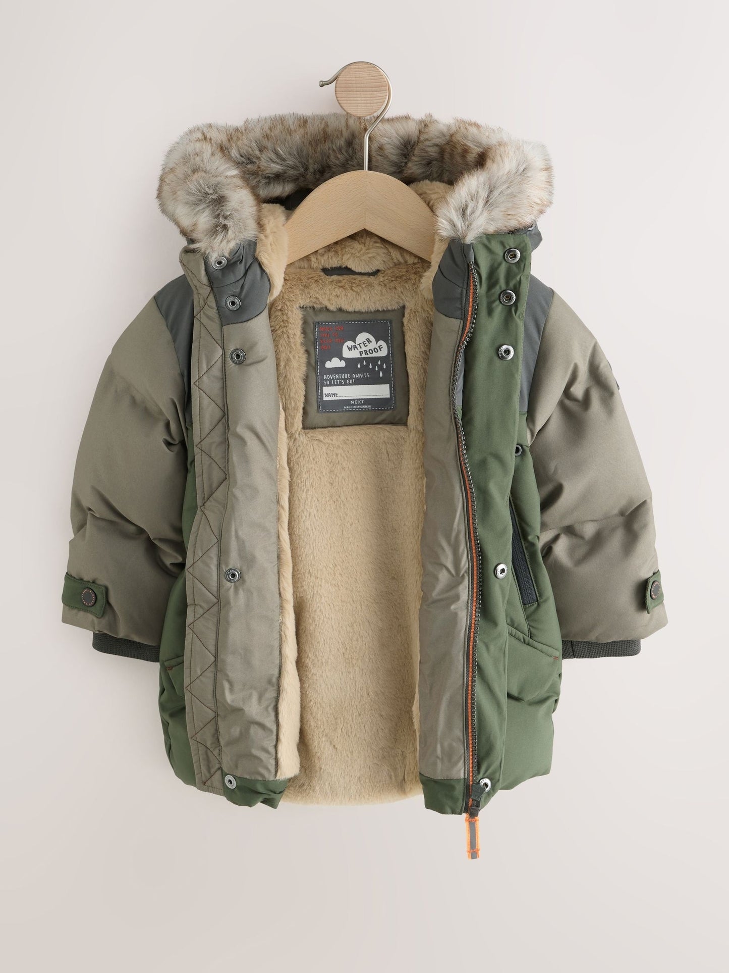 Green Waterproof Warm Padded Coat (12mths-10yrs)