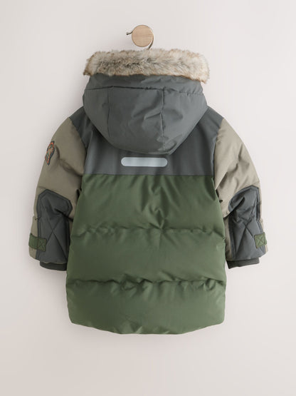 Green Waterproof Warm Padded Coat (12mths-10yrs)