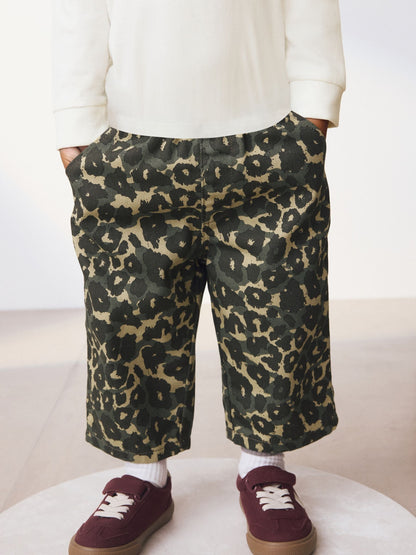 Green Leopard Print Pull On Wide Trousers (3mths-7yrs) image 3