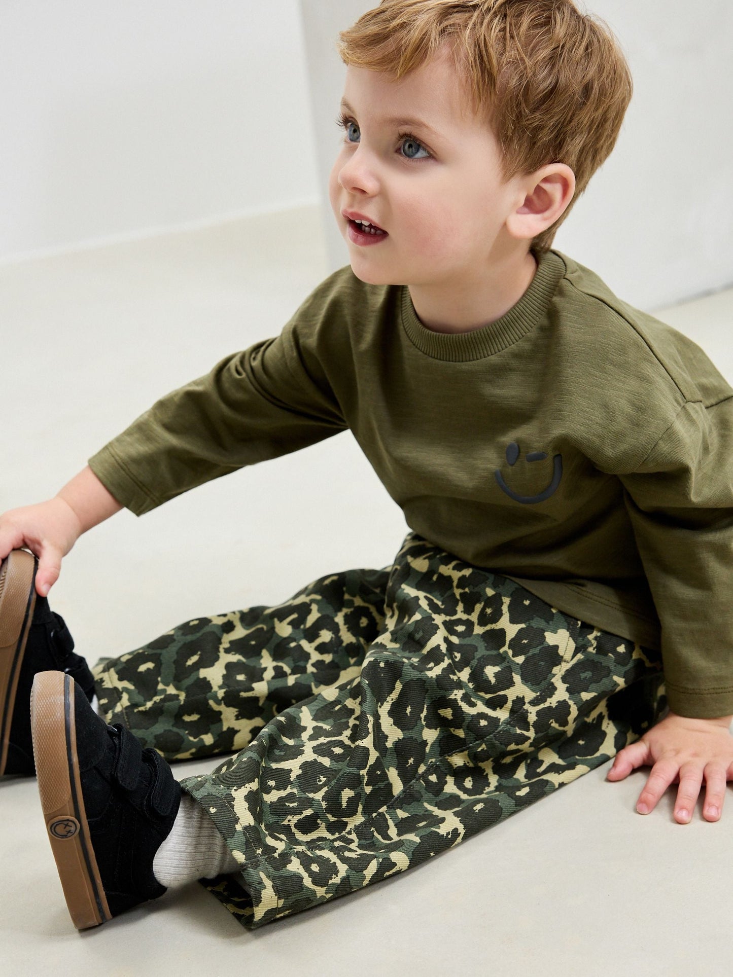 Green Leopard Print Pull On Wide Trousers (3mths-7yrs) image 4
