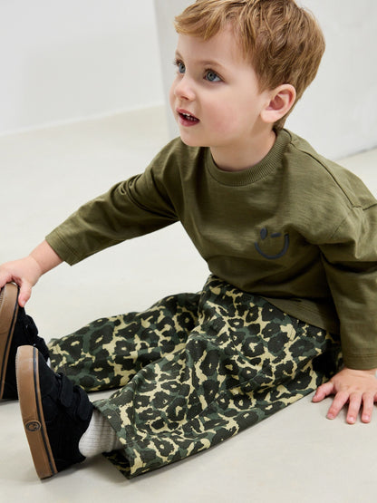 Green Leopard Print Pull On Wide Trousers (3mths-7yrs) image 4