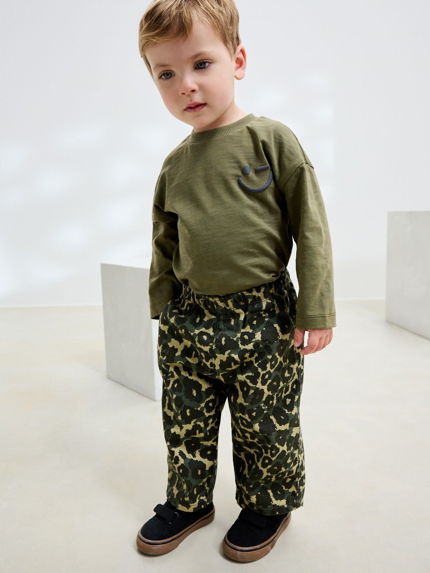 Green Leopard Print Pull On Wide Trousers (3mths-7yrs) image 5