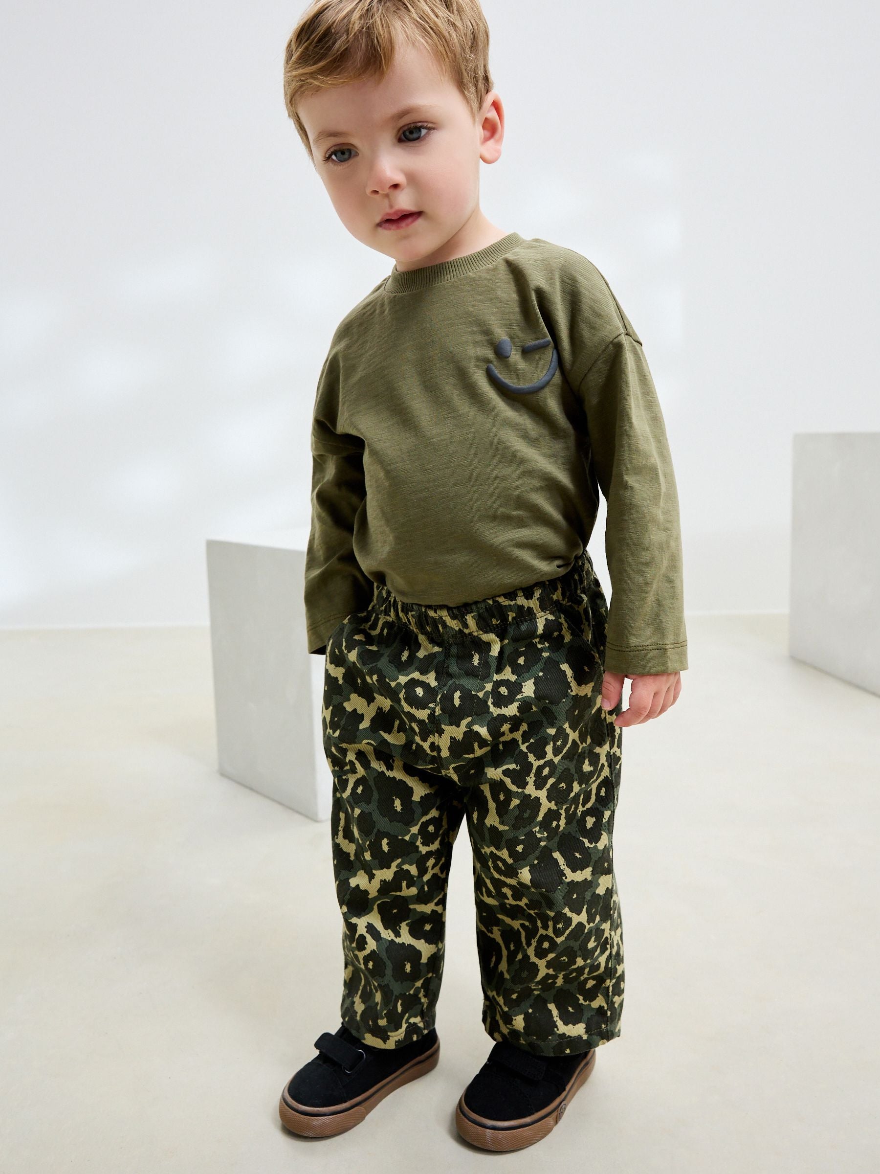 Green Leopard Print Pull On Wide Trousers (3mths-7yrs) image 5