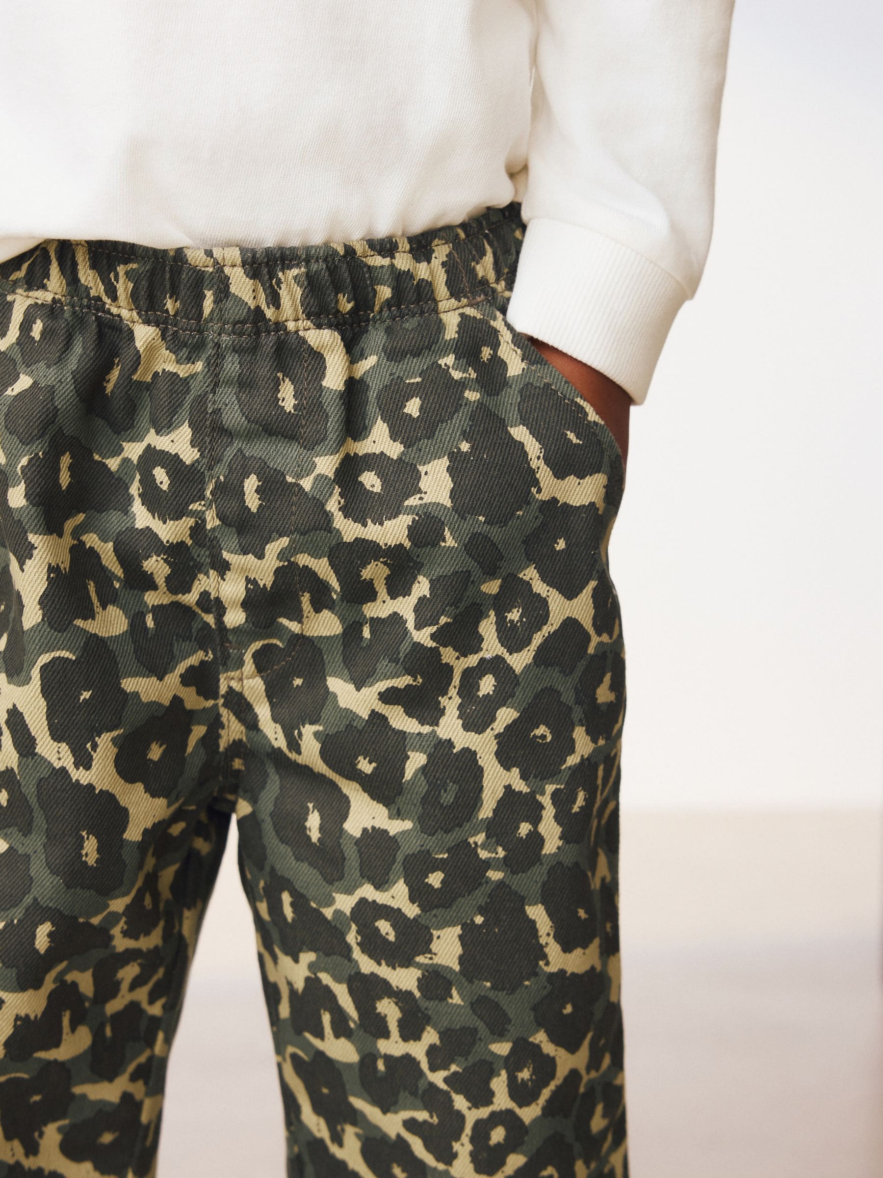 Green Leopard Print Pull On Wide Trousers (3mths-7yrs) image 8