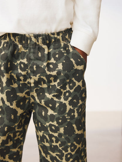 Green Leopard Print Pull On Wide Trousers (3mths-7yrs) image 8