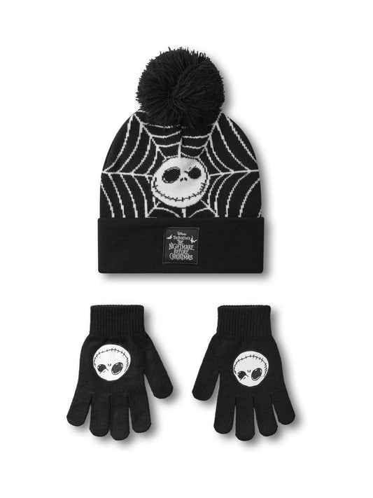 Dsiney Kidz - Vanilla Underground Black Disney Nightmare Before Christmas Winter Hat Beanie and Gloves Set image 1