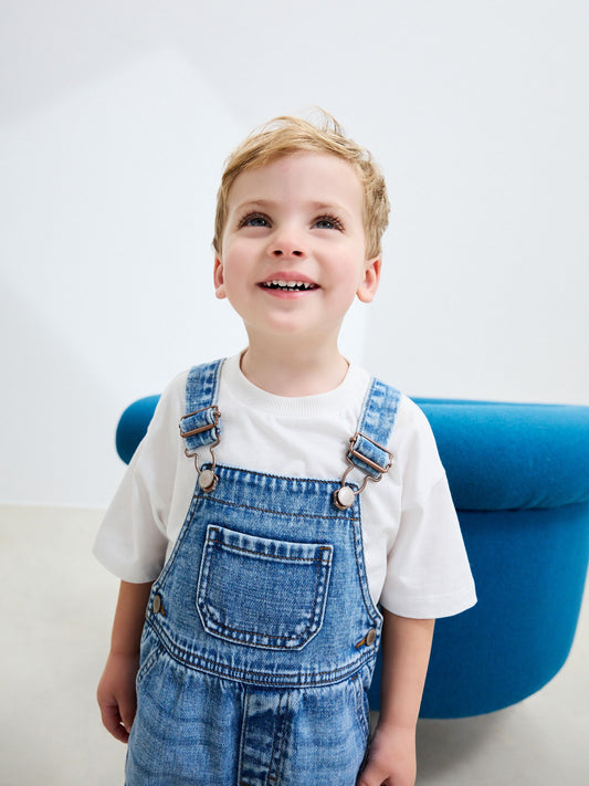 Mid Blue Dungarees (3mths-7yrs) image 3