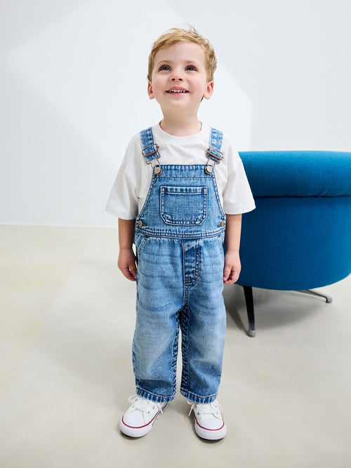 Mid Blue Dungarees (3mths-7yrs) image 1