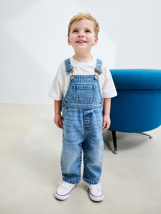 Mid Blue Dungarees (3mths-7yrs) image 1