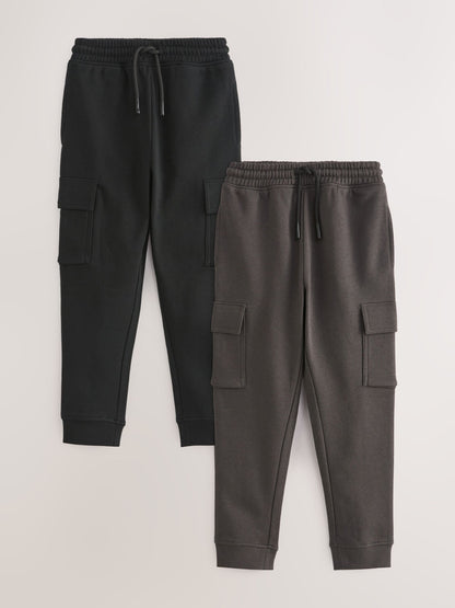 Dsiney Kidz - Black/Grey Slim Fit Cargo Joggers 2 Pack (3-16yrs) image 1